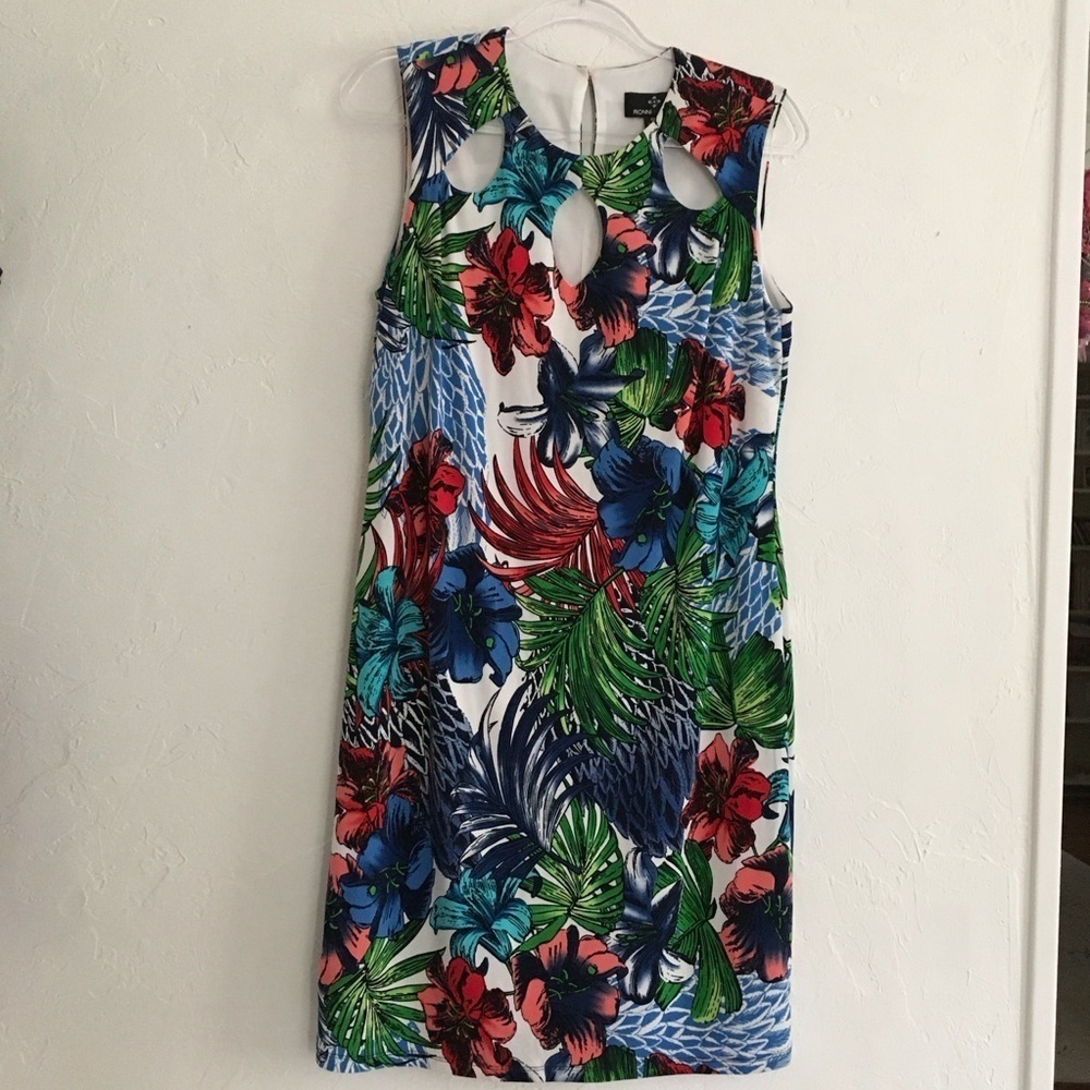 Ronni Nicole Tropical Print Sheath Dress Size 12
